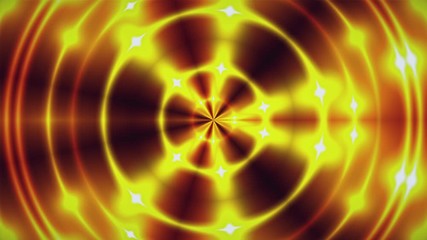 Poster - 3d render of gold fractal lights with shining effects. Computer generated abstract background of flickering rings.