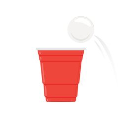 Wall Mural - Beer Pong Tournament, Beer Pong Vector, Beer Cup, Red Cup, Ping Pong, Drinking Game Vector Illustration Background