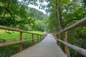 Bridge the Valira del Orient river in Cami Ral in summer in Andorra.