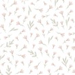seamless floral pattern on a white background. illustration with small pink flowers and leaves