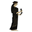 © Olena - Silhouette of standing ancient Greek woman in long dress. Vase painting style.
