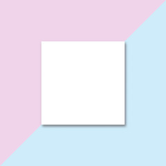 Aufkleber - White paper blank for mock-up with pastel background pink blue color, Minimal style wallpaper