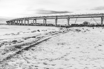  Road bridge over the frozen Gulf of Finland on Kanonersky Island