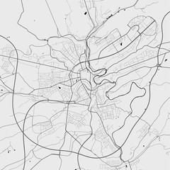 Urban city map of Luxembourg. Vector poster. Grayscale street map.