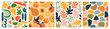 © Dedraw Studio - Abstract seamless pattern bundle with natural shapes, random freehand matisse wallpaper collection. Trendy fashion background includes modern minimalist art, tropical fruit and exotic summer doodles.