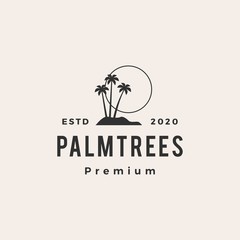 Sticker - palm tree hipster vintage logo vector icon illustration