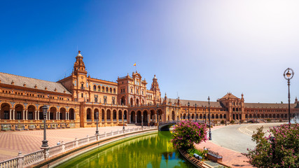 Sticker - Beautiful shot of Seville Plaza de Espana in Andalusia Spain square