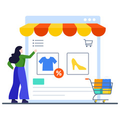 vector design of eshop, shopping website illustration design