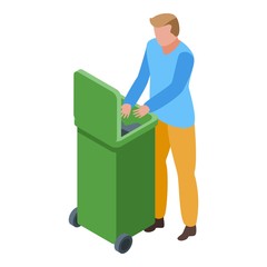 Wall Mural - Jobless man in garbage bin icon. Isometric of jobless man in garbage bin vector icon for web design isolated on white background