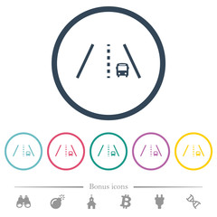 Sticker - Bus lane flat color icons in round outlines