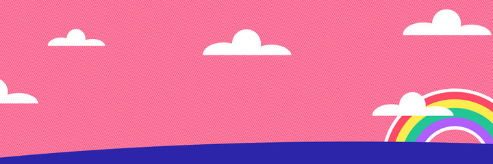 Wall Mural - abstract creative kawaii art style unicorn. colorful sky rainbow background. soft gradient pastel co