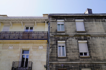 Wall Mural - Before and After Outside facades building with difference of wash clean house facade versus dirty one