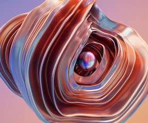 Poster - twisted shapes 3d render. computer generated digital art for poster, flyer, banner background or des