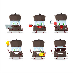 Poster - Mokka pot cartoon character with various types of business emoticons