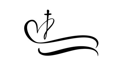 template vector logo for churches and christian organizations cross on the heart. religious calligra
