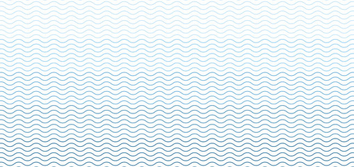 Wall Mural - blue seamless wave line pattern on white background