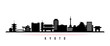 Kyoto skyline horizontal banner. Black and white silhouette of Kyoto City, Japan. Vector template for your design.