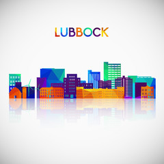 Lubbock skyline silhouette in colorful geometric style. Symbol for your design. Vector illustration.