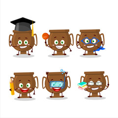 Canvas Print - School student of bronze trophy cartoon character with various expressions