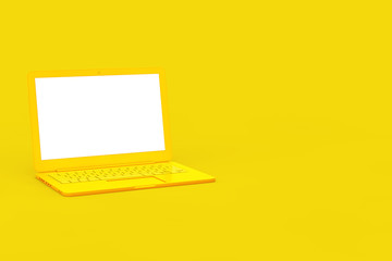 Aufkleber - Modern Yellow Laptop Computer with Blank Screen for Your Design in Duotone Style. 3d Rendering