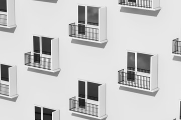 Poster - Urban Life Concept. Rows of Balconies on Modern Building. 3d Rendering