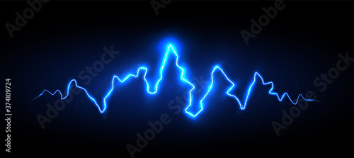 Cuadros en Lienzo Realistic blue lightning with sparks and glow, vector illustration