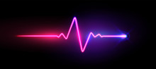 Realistic Neon/laser Heartrate Sign With Glows, Vector Illustration