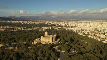 Poster - drone flight over Castell de Bellver Majorca Spain