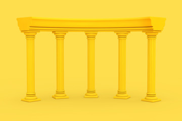 Poster - Yellow Ancient Classic Greek Column Arc in Duotone Style. 3d Rendering
