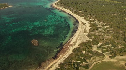 Canvas Print - flying on a drone over the Bay citycolònia de Sant Jordi mallorca Spain