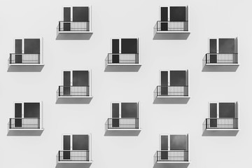 Poster - Urban Life Concept. Rows of Balconies on Modern Building. 3d Rendering