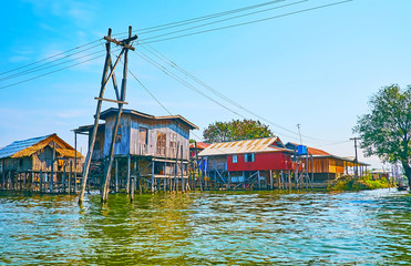 Poster - The village scene, Inle Lake, Inpawkhon, Myanmar