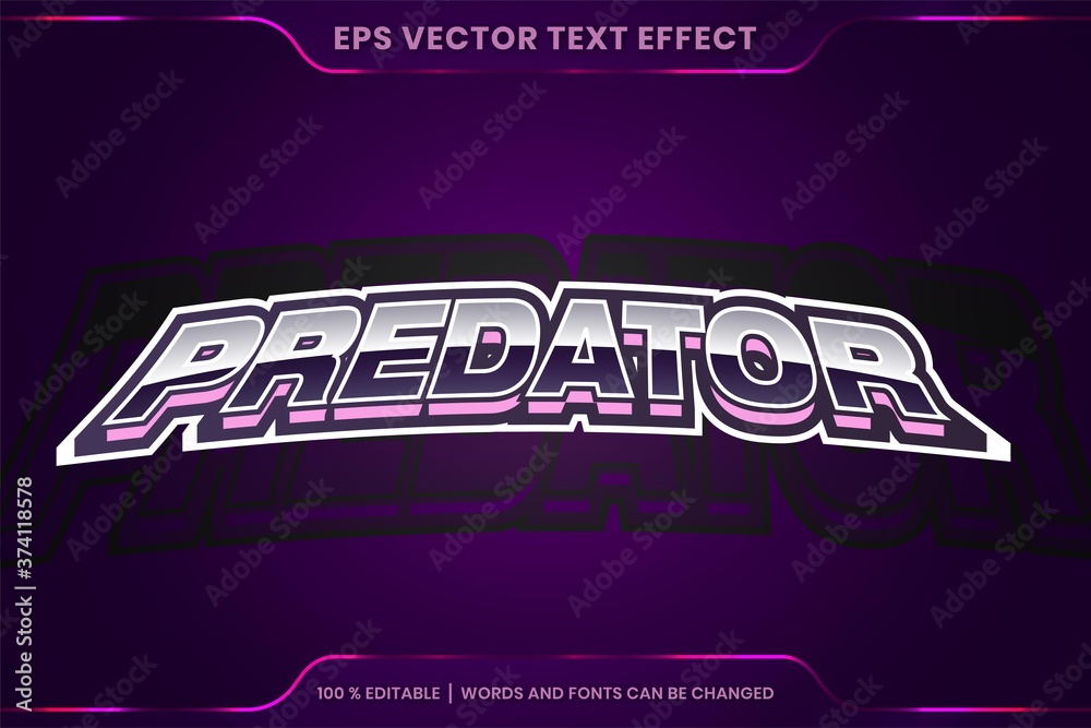 Text effect in Predator words, font styles theme editable purple color ...