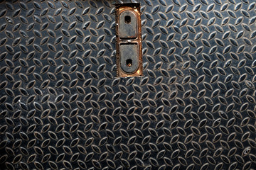 Metal floor plate with diamond steel pattern, metal sheet texture background.