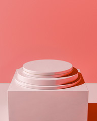Poster - Blank pink round pedestal