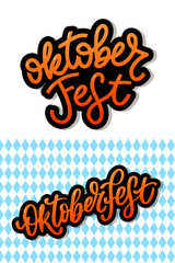 Wall Mural - Oktoberfest celebration background. Happy Oktoberfest in German Lettering typography. Beer festival decoration badge icon.