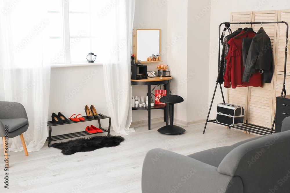 Stylish interior of modern dressing room