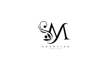 Aufkleber - Flourishes letter M luxury beauty monogram logo