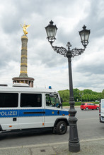 BERLIN, GERMANY May 23, 2020. Berlin Demo Against Covid 19 Corona With Police At The Hotel Adlon And Siegessaule. 