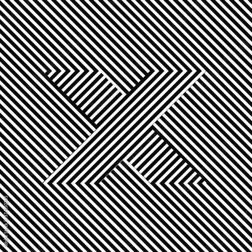 Letra X Efecto Optico. Letra X en blanco y negro. Alfabeto de ilusión ...