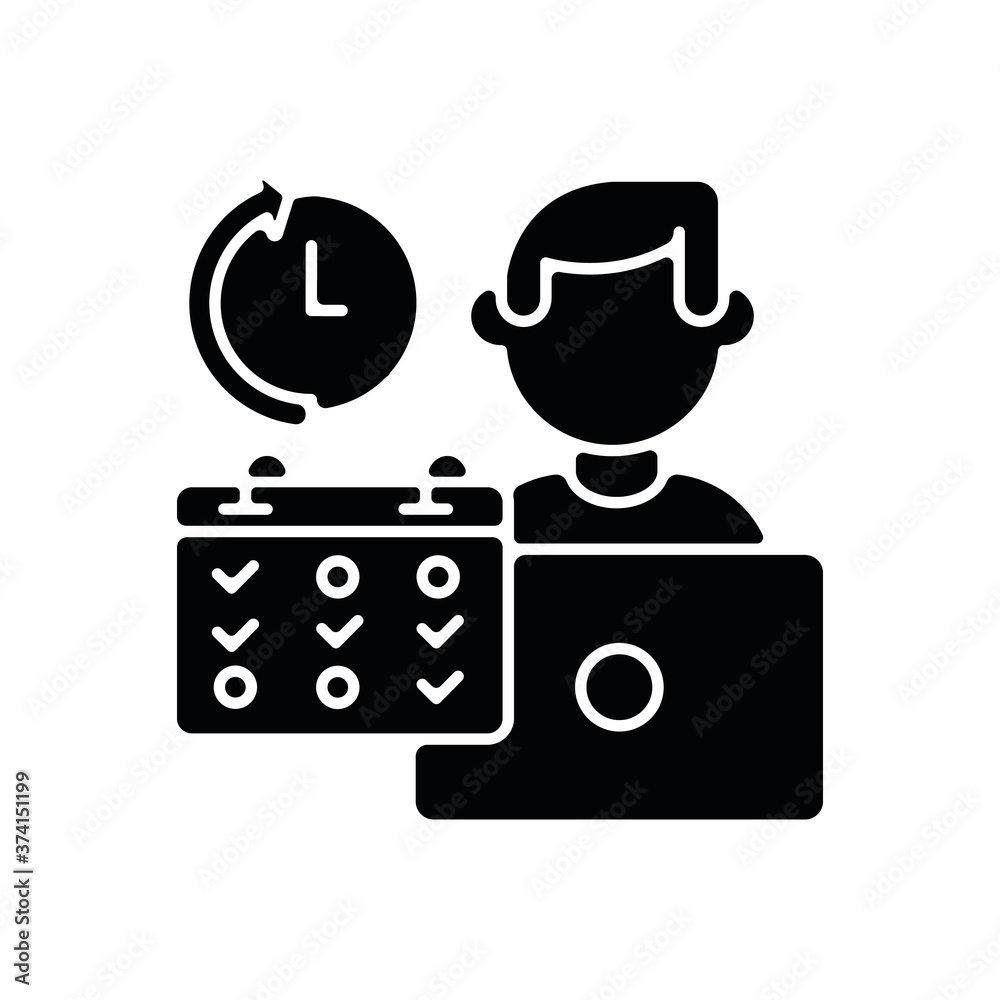 Part time job black glyph icon. Professional occupation, time management. Shift  work, flexible schedule silhouette symbol on white space. Office worker  with calendar vector isolated illustration Stock Vector | Adobe Stock, image size:1000x1000