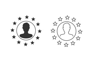 Poster - Stars of the European Union man silhouette inside. Brexit concept. Vector icon set