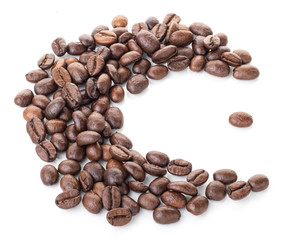 coffee beans Crescent isolated on a white background