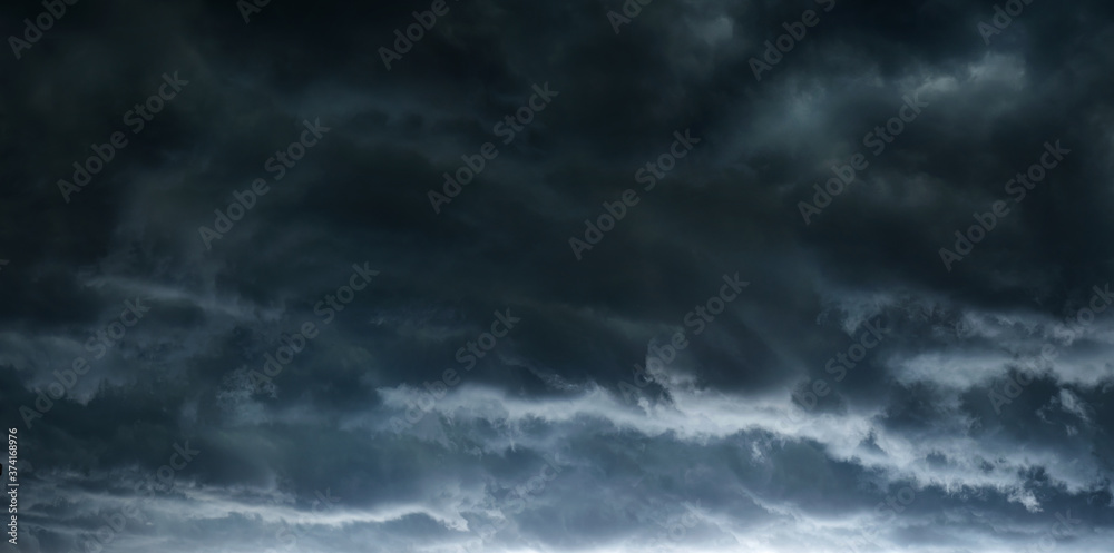 The typhoon is born, a tornado in a stormy dark sky with black clouds ...