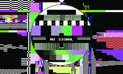 Aufkleber - Abstract pixelated background with flickers and datamoshing effect. Vaporwave and cyberpunk style aesthetics.