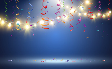 Aufkleber - Christmas bright, beautiful lights, design elements. Glowing lights for design of Xmas greeting cards. Garlands, light Christmas decorations.	
