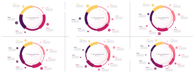 Vector circle chart designs, modern templates for creating infographics, presentations, reports, visualizations