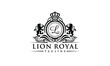 Fancy Black on White Royal Lion Logo - Classy Letter Initial Crest Design - Elegant Vintage Brand Icon - Luxury Lion Emblem - Heraldic Badge Monogram Vector Illustration