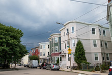Dark Storm Clouds Approaching In Dorchester, Boston Suburbs
