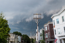 Dark Storm Clouds Approaching In Dorchester, Boston Suburbs